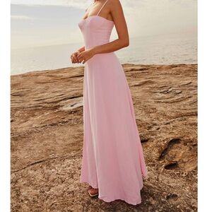 Pink linen maxi dress